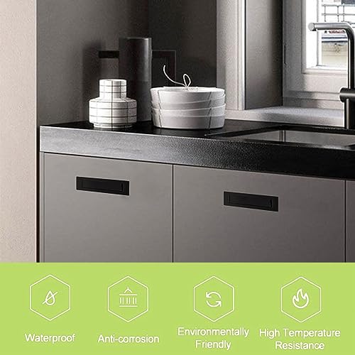 2PCS 304 Stainless Steel Recessed Pocket Door Handle Hardware Brushed Flush Mount Pocket Door Edge Pull for Closet Pocket (Black) - color: Black-2pcs-A