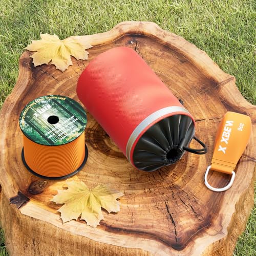 X XBEN Arborist Throw Line Kit with Slick Rope, Throw Weight, Reflective Storage Bag, Suit for Tree Cutting,Camping, Trimming, Hanging Swing, Forestry Tree Gear for Low and High Limb Throwing - size: 150FT Rope with 15 Oz Throw Bag