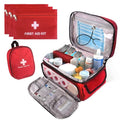 First Aid Bag Empty, 5-Piece Set with Large Medical Organizer, 3 Portable Pouches & Carry Bag for Pet First Aid Kits, Home Adventure Travel Medical Supplies (Red)
