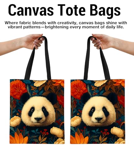 Vintage Botanical Animal Canvas Tote Bag for Women, Aesthetic Floral Animal Reusable Shoulder Bag for Shopping - color: 20