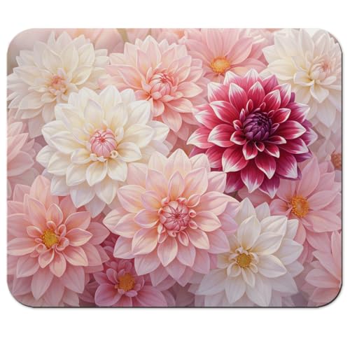 Blush Pink Dahlia Flower Mouse Pad 9.5" x 7.9", Soft Watercolor Floral Cute Desk Mat, Romantic Aesthetic - color: Dahlia Flower
