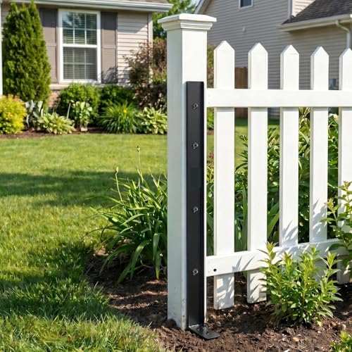 2Pcs Fence Post Repair Kit, Heavy Duty Galvanized Thickened Steel Anchor Bracket - Weather-Resistant Ground Stakes for Broken Leaning 4x4/6x6 Wooden Posts Deck Mailbox Garden (2 Pack/Black) - color: 2 Pack/Black