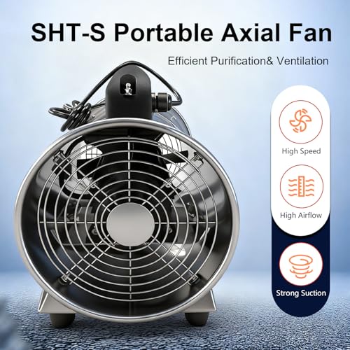 12 Inch Stainless Steel Portable Blower Fan, 3000CFM High Velocity Industrial Exhaust Fan, 16.4ft PVC Duct,Low Noise Ventilation Fan for Workshop Garage Warehouse - size: 12inch