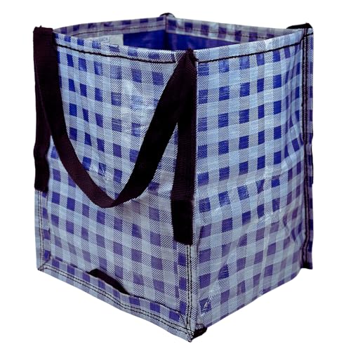 DURASACK Heavy Duty Storage Tote Bag 22-Gallon, Gingham Blue | Moving Bag Utility Tote for Laundry, Moving & Home Storage, Reusable Self-Standing Design, Holds up to 500 Pounds - color: Gingham Blue, size: Single