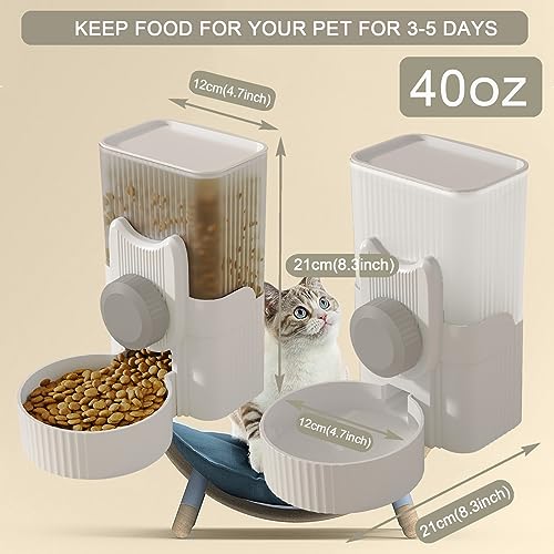 Lemtrflo Rabbit Water Dispenser, Cage Automatic Hanging Bunny Feeder | Suitable for Rabbits, Guinea Pigs, Small Dogs, and Other Small Pets - color: White Gray