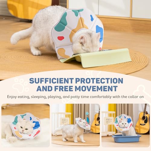 Avont Cat Cone XS Adjustable Soft E-Collar, Cow | XS fits 4.0-6.5" Depth 3.4" soft breathable anti-lick water-resist easy-clean - color: Cow, size: XS(Neck:4.0"-6.5")