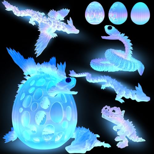 5 Pcs，12" 3D Printed Noctilucent Rainbow Dragon Eggs,Dinosaur,Crystal Dragon Toys,Snake, Animals,Fidget Toy,Desk Executive Toy，Easter Eggs Basket Stuffers,Toys for Boys Kids Teen 5-7 4-6 8-12 - color: Oo-05