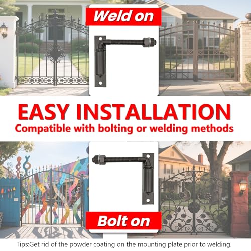 2 Pack J-Bolt Gate Hinge with Plate, Heavy Duty Welded Hinge for Doors Gates, Driveway Gates for Welding on Larger Iron or Steel Gates (Black-A-5 Inches) - color: Black-A-5 Inches