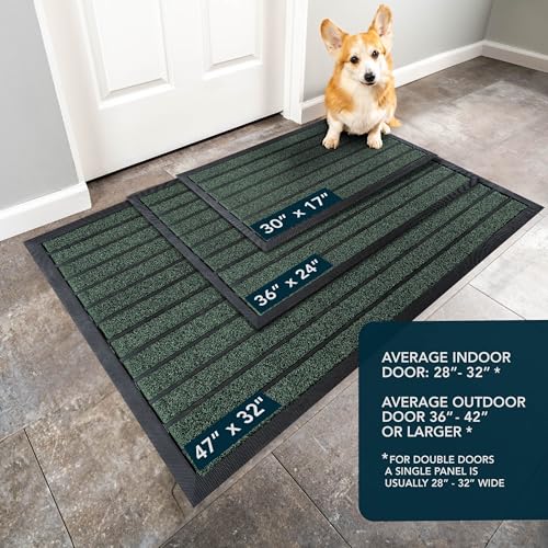 ubdyo Extra Durable Door Mat Outside Entrance (47" x 32", Bright Green) | Dirt Trapping ,Non-Slip Backing, Indoor or Outdoor Use, Welcome Mat, Low Profile, Natural Rubber, Stain Fade Resistant - color: Bright Green, size: 47" x 32" (Rectangular)