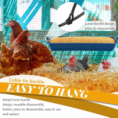 Maxdot 6 Pack Chicken Feeder Trough Removable Plastic Poultry Feeding Equipment Bucket for Chick Quail Duck Pigeons Removable Hanging Chicken Feed Trough, 16.5" Length
