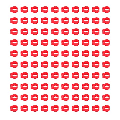 Zerodis 100PCS 8mm Leg Rings, Plastic Identification Bands for Pigeons, with Reusable Easy to Install for Poultry Dove Marking (Red) - color: Red