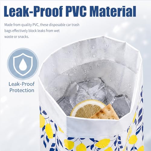 20PCS 2 in 1 Disposable Car Trash Bags with Adhesive Strips | Stylish & Anti-Spill Trash Bag for Car with Dual-Purpose Design,Stand & Stick-On Cars Garbage Bag as Vomit Bags