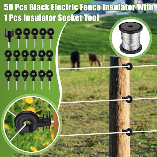 8 Mile Electric Fence 12000V 1.5Joule Electric Fence Charger Kit with Copper Ground Rod Insulator Socket Tool Aluminum Wire for Containing Dog Livestock