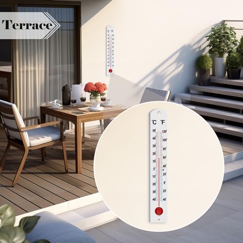 Frienda 3 Pcs Wall Thermometer Indoor Large Outdoor Thermometers for Patio Double Scales Thermometer for Temperature Home Pool Office Warehouse Greenhouse Garden (Fresh, Plastic) - color: Fresh, size: Plastic