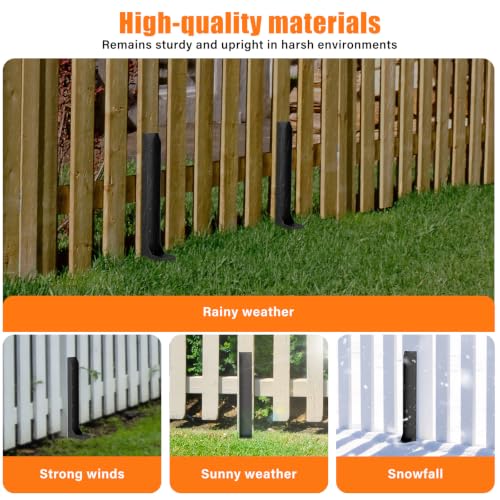 6 Pcs Fence Post Repair Kit,4×4/6x6 Fence Post Support,Heavy Duty Post Anchor Ground Spike with One-Piece Steel Anchor & Stakes for Repair Tilted, Broken Wood Fence Post - size: One-Piece