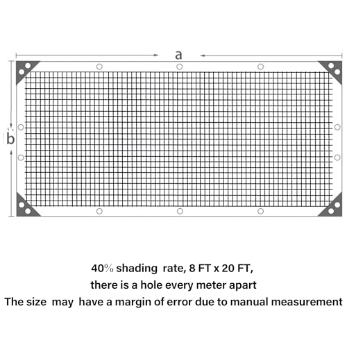 winemana Black Shade Cloth 40%, 8x20 FT Mesh Tarp - Garden Shade for Greenhouse, Patio, Vegetables, Plants Cover and Chicken Coops, Sun Shade Net for Outdoor Protection with Reinforced Grommets - size: 40%-8 FT x 20 FT