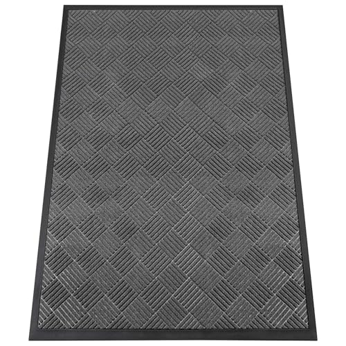 Front Door Mat Outside Entrance, Dirt Trapper Doormat 72" x 48" | Absorbent Indoor Outdoor Welcome Mat for Entryway, All Weather Commercial Floor Mat for High Traffic Area, Diamond Grey - color: Grey Diamond, size: 4' x 6' (Rectangular)