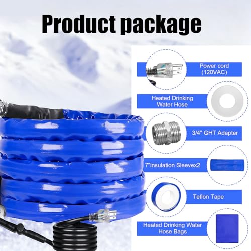 12FT Heated Rv Water Hose Camper Water Drinking Water Safe Garden Hose -45 ℉ with Electrically Heated, Lead and Bpa Free, 3/4" Adapter, Led Plug, for Rv Camper/Home Winter Accessoriesose - size: 12FT