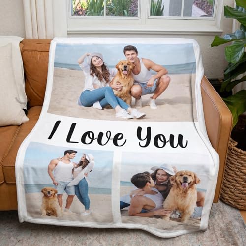 inkArts Personalized Photo Blankets, Customized Blankets with Pictures, Fleece Throw Blanket, 30x40 inches, Lightweight, Durable, Machine Wash, Unisex, Christmas Theme - color: 3 Photos
