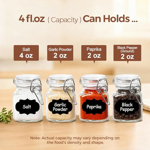 ComSaf Square Small Glass Spice Jars with Airtight Lids 4 oz 12 Pack Pantry | Honey herbs, Farmhouse pantry organization, Mini favor jars, Labels included, Funnel included, Kitchen storage, Snacks - size: 4oz*12