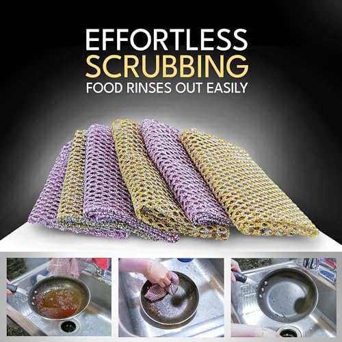 Non-Scratch Dish Scrubbers (6 Pcs) — Outlasts 7+ Sponges, Stays Odor-Free | Replace Smelly Kitchen Sponges | Non-Absorbent Mesh | Safe on Non-Stick, Cast Iron, Glass | Made in Korea Since 2012 - color: 3pk Scourer (6pcs)