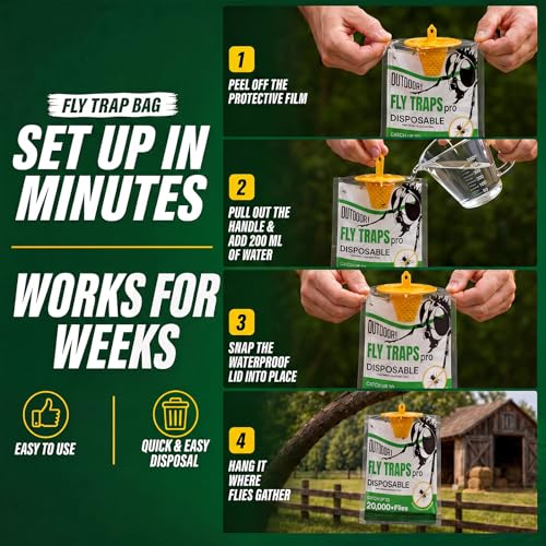Fly Traps Outdoor 9 Pack, Add Water Outdoor Flying Insect Trap Fly Traps, Portable Disposable Fly Catcher for Backyard, Ranch, Farm, Barn, Patio, Garbage Areas