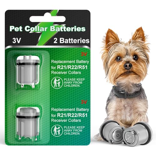 Dog Collar Batteries for R21 R22 R51 and Microlite Collar Battery, High Capacity Compatible with Invisible Fence Receiver Collar Batteries, 2 Packs Lasting Replacement Pet 3V Batteries - Gray