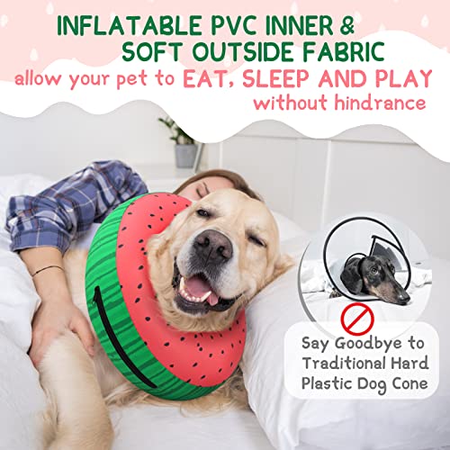 Supet Inflatable Dog Cone Collar Alternative After Surgery, Doggie Neck Donut Collar Recovery ECollar for Post Surgery, Soft Dog Cone for Small Medium Puppies Cats - color: Donut Red, size: S(Neck 7"-9.5")