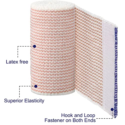 48 Pack Elastic Bandage Wrap 4” Bandage Wrap with Hook and Loop Closure on Both Ends Self Adhesive Bandage Wrap for Sports, Medical, and Injury Recovery - size: 4 Inch (Pack of 2)