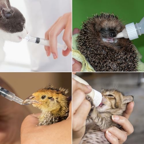 Suxgumoe Pet Feeding Bottle Set, Feeding Silicone Nipple with Bottle and Syringes, Reusable Pet Nursing Kits Feeding Tools for Rabbits, Small Animals (17pcs Pet Nursing Kit with Bottles) - color: 17pcs Pet Nursing Kit with Bottles