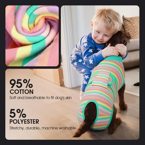 Recovery Suit for Dogs After Surgery,Soft Breathable Dog Bodysuit | E-Collar & Cone Alternative Surgical Suit,Male Female Dog Neuter Spay Suits Anti Licking Wounds Onesie Mint Green Stripes XS - color: Mint Green Stripes, size: Xs(back:8.3-11.4in,wt:4-7lb