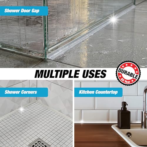 Shower Threshold Water Dam Barrier 67" - Transparent Collapsible Walk in Shower Water Guard - Door Bottom Seal Strip Leak Guard by Hippo Dam