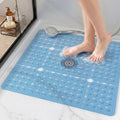 HITSLAM Square Shower Mat 27x27 Inch, Extra Large Non Slip Shower Mats for Inside Shower Stall, Anti Slip Bath Floor Mat with Strong Suction Cups & Drain Holes, Machine Washable, Blue - color: Blue