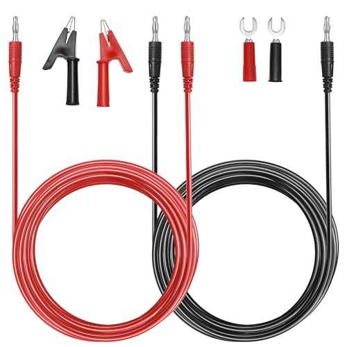 Sumnacon 4 in 1 Banana Plug Alligator Clip Pure Copper Fork Test Lead, 9.8 Ft Multimeter Flexible Test Lead Wire Cable with Protective Jack Copper Clamps for Electrical Testing 1000V/15A - size: 9.8 ft