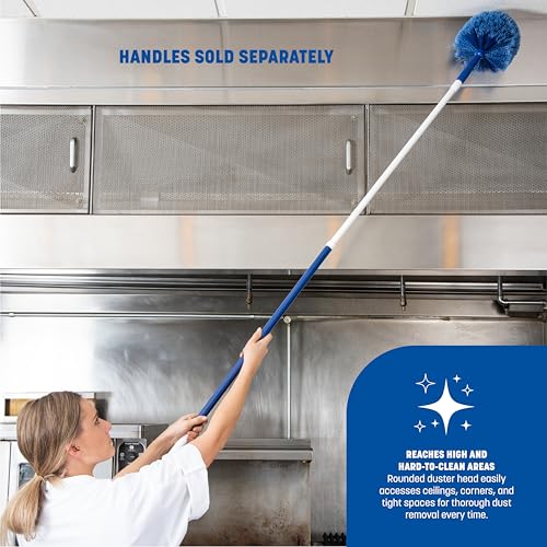 Sparta Round Duster Head, Soft Flagged Bristles, 9 Inch, Blue, 12-Pack | Flo-Pac, Electrostatic Bristles, Ceilings and Corners, Handle Sold Separately, BPA Free