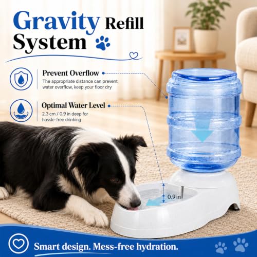 Pet Water Dispenser Station for Large Dogs and Cats,3 Gallon/11L Gravity Automatic Feeder, Cat Dog Water Fountain, Dog Water Bowl Dispenser,Large Breed Dog Drinking Fountain - size: 3 Gallon Water