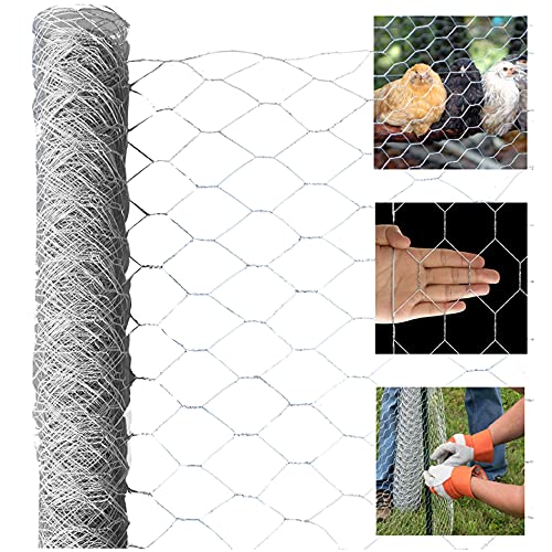 Chicken Wire Fencing, 6ft x 50ft Hexagonal Galvanized Chicken Wire Mesh Fence 2 Inch Mesh Fence Poultry Netting Animal Barrier for Craft Projects Gardening Chicken Coop Rabbit Pet - size: 6ft x 50ft