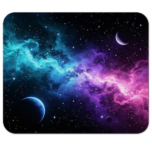 Cosmic Galaxy Nebula Mouse Pad 9.5" x 7.9", Purple & Teal Space Stars Cute Desk Mat, Dreamy Night Sky - color: Cosmic Galaxy