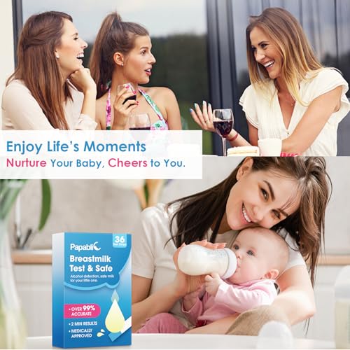 Papablic Alcohol Test Strips for Breastmilk, Quick Results in 2 Minutes Breast Milk Alcohol Test Strips for Breastfeeding Moms at Home Holiday Party, 36Pcs - size: 36-Count