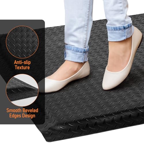 Anti Fatigue Mats Industrial 2' x 6' 15/16" Thick Ergonomic Standing Mat Commercial Heavy Duty Diamond Plate Shop Floor Mats Helps Relieve Back and Leg Soreness - size: 2' x 6'