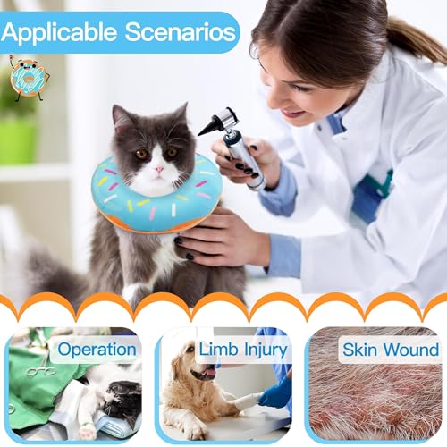 Cat Cone Collar Soft, Cute Cat Donut Collar After Surgery, Adjustable Kitten Recovery Cones to Stop Licking, Lightweight Neck Elizabethan Collars for Cats Kittens (Blue, Small) - color: Blue, size: Small