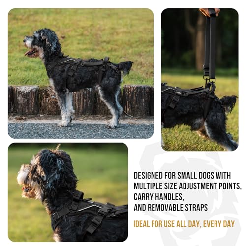OneTigris Dog Lift Harness for Small Dogs XS, Dog Sling Carrier for Small Dogs, Full Body Lift Vest with Reflective Straps, Support Harness for Back Legs (Black, XX-Small) - color: Black, size: XX-Small