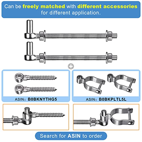 Insaga J Bolt Gate Hinge, 304 Stainless Steel Farm Gate Hinges, M12 x 10'' Gate Hinge Bolt 5/8'' for Chain Link Fence/Farm/Wooden Fence/Driveway, Supports up to 500lbs, 2pcs - color: M12-10''-2PCS