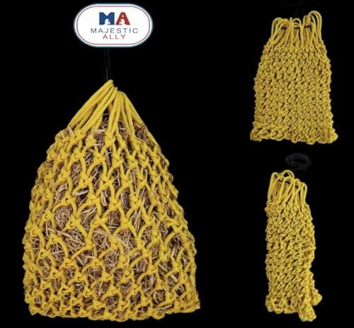 Majestic Ally 2”x2” Holes Highly Durable Very Sturdy 36" Hay Net with for Horses, Goat etc. - color: Yellow