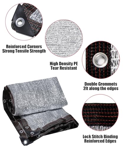Reflective Aluminet Shade Cloth with Grommets,Durable Mesh Tarp, 90% 6.5' x 6' | Heavy Duty UV Resistant Shade Cover for Garden, Patio, Car Parking, Camping, Kennel, Chicken Coop, Greenhouse - size: 6.5FT X 6FT - 90%