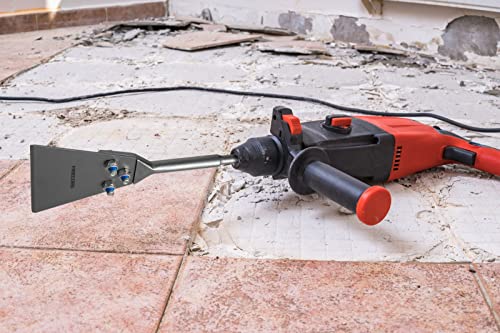Firecore SDS Plus Floor Scraper with Spare Bolts and Locknuts, 5 Inch x 11 Inch Tile Removal Chisel Tool Long Handle Heavy Duty for Rotary Hammer Drill, Thinset Scraper Adhesives Remover FS22510 - style: 5" Floor Scraper