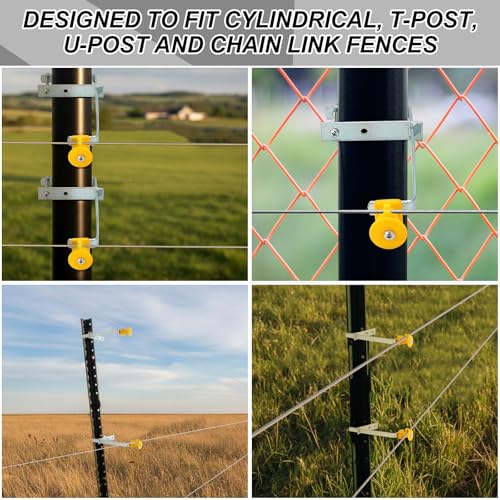 24pcs Electric Fence Insulator Tube Post Insulator for Chain Link Round or Square Tubing T Post Extended Wire Holders for Chain Link and T & U Posts Tubing Farm and Ranch Fence Systems