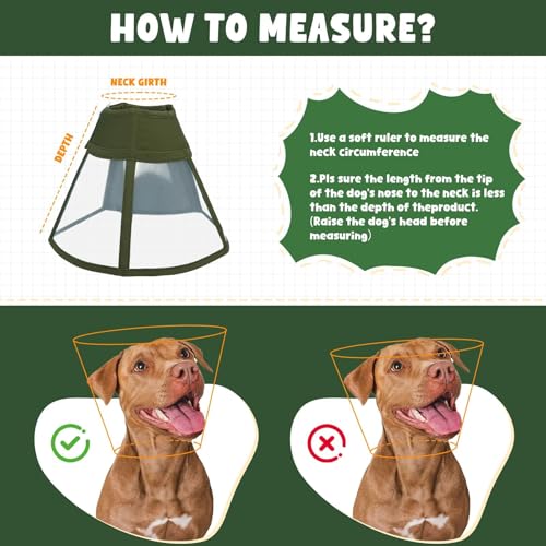 Dog Cone Collar for Dogs After Surgery,Transparent Dogs Cone Stop Licking,Foldable Dog Recovery Collars & Cones Anti-Bite Lick Protective Wound,Protective Elizabethan Collar Alternative,Green,M - color: ArmyGreen