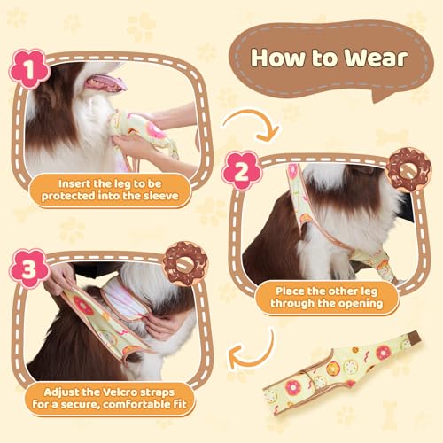 Dog Front Leg Recovery Sleeve – Single Sleeve to Prevent Licking, Scratching & Biting Cone Collar Alternative for Surgery, Wound Care, ACL CCL, Joint Protection - color: Sunny Donut, size: XX-Small