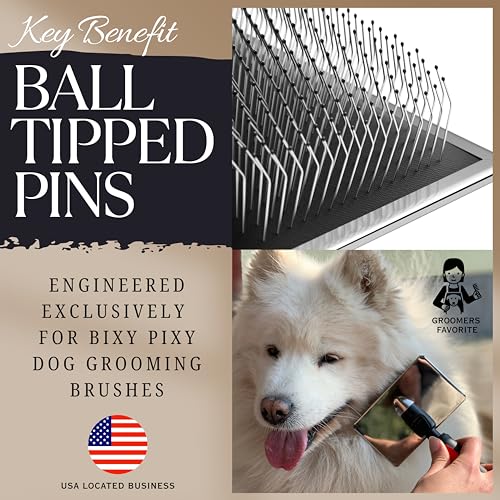 Dog Slicker Brush - Large - Protective Ball Tipped Pins Massages Pet Skin - Professional Groomer Dog Brush for Goldendoodle - Golden Retriever Brush (Large Size) - size: 8 Inch x 4.8
